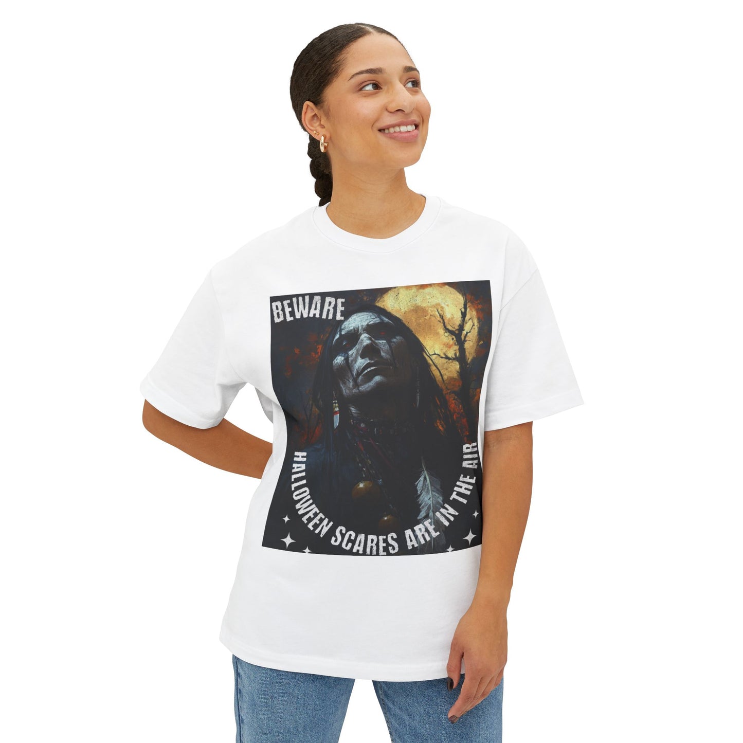 Beware Halloween Scares Are In The Air Unisex Oversized Boxy Tee