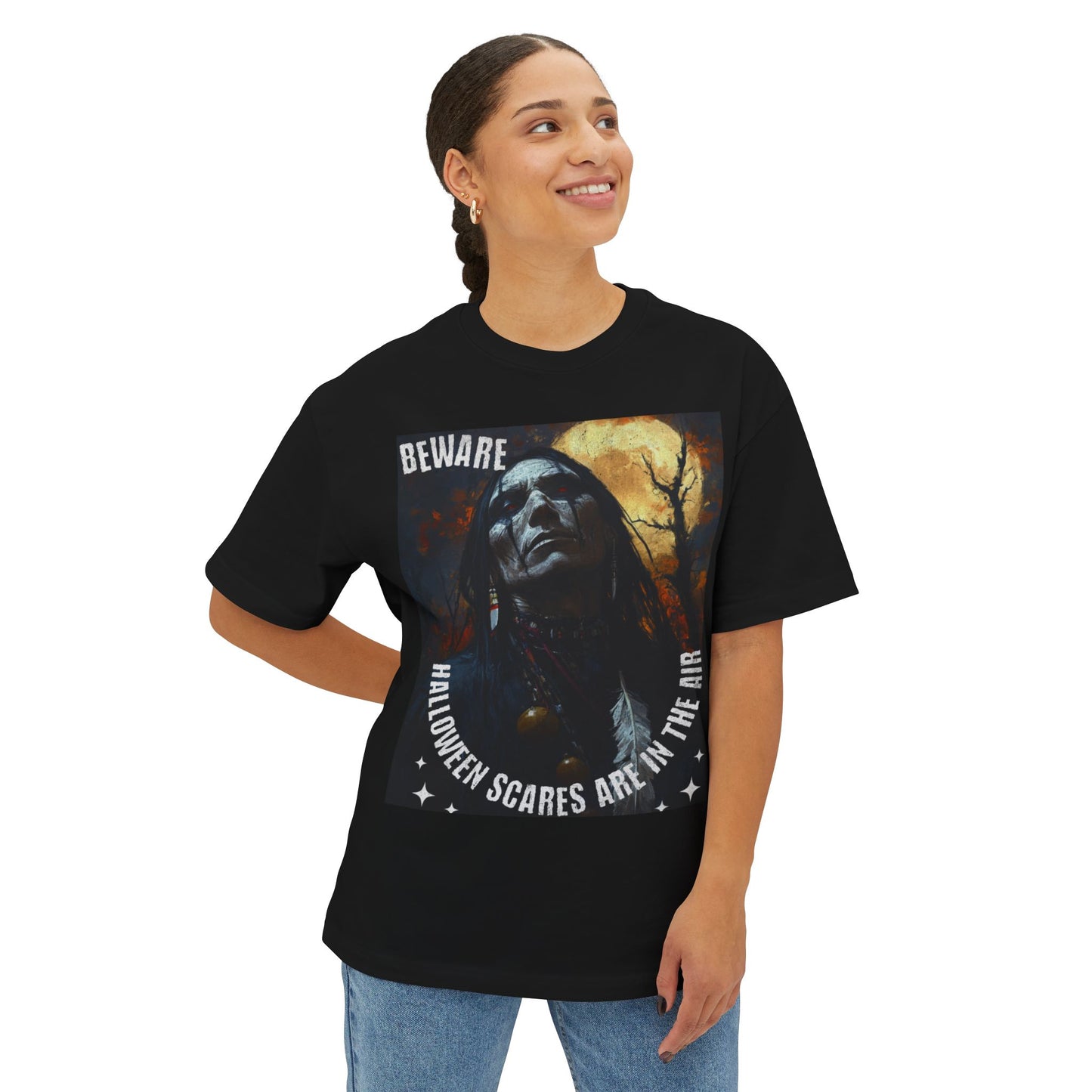 Beware Halloween Scares Are In The Air Unisex Oversized Boxy Tee